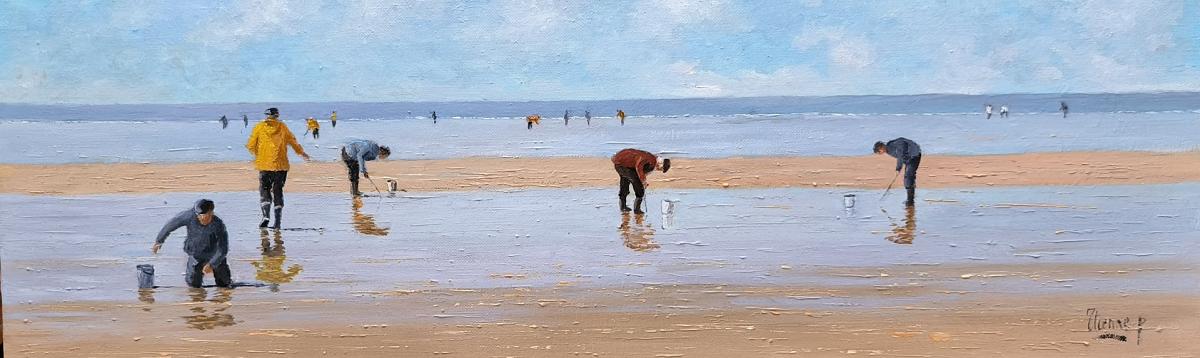 marée basse, bord de mer , nature, ner, pêcheurs à pied